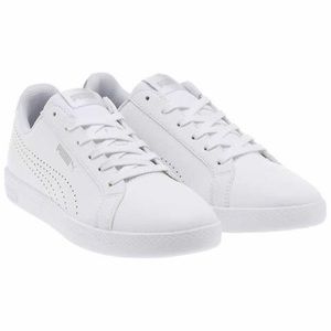 {PUMA} Smash Perf Metallic White Leather Shoes